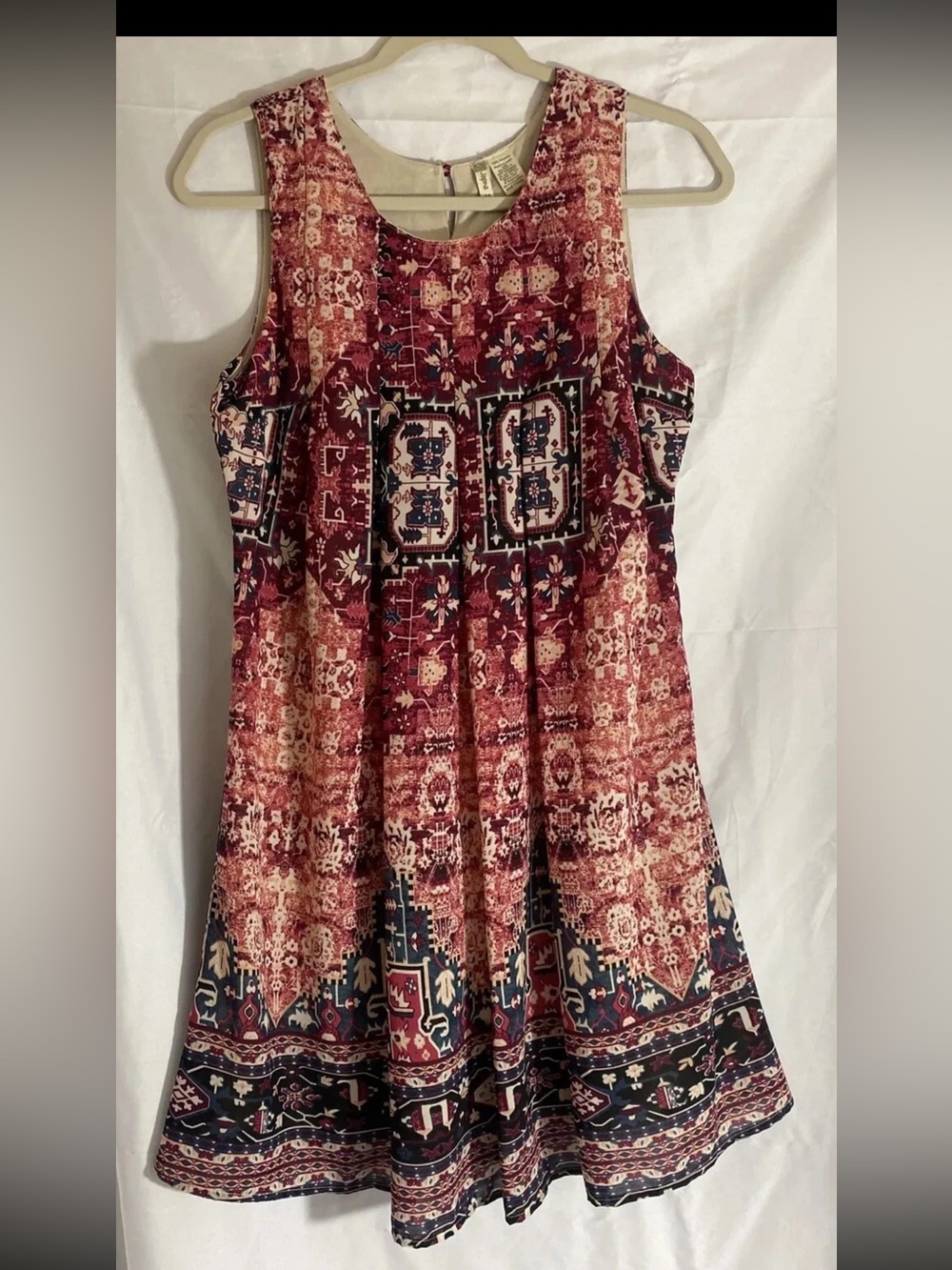 Japna Pink and Burgundy Printed Mini Dress